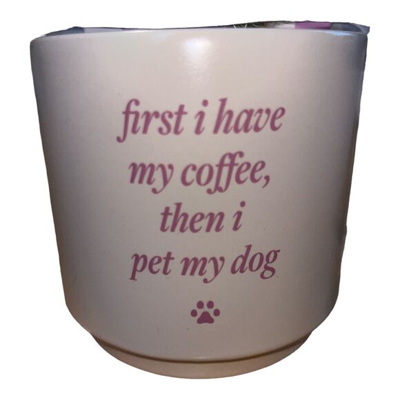 Coffee Mug and Note Pad Gift Set “FIRST I HAVE MY COFFEE, THEN I PET MY DOG” NWT - Picture 3 of 4